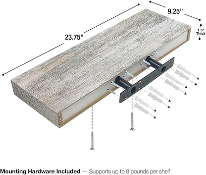 Sorbus Floating Shelves - 2 Pack 24 X 9 Inch Rustic Blue Wall Shelves for Bedroom, Kitchen, Living Room, Bathroom Shelves, Home Decor - Extra Long Floating Shelf for Trophy, Books Frames, Toilet Paper