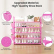 Shoe Rack for Closet Shoe Organizer Space Saver Storage for 20-25 Pair Shoe Shelf with Hook and Side Pocket Free Standing 5 Tier Shoe Rack Organizer for Entryway,Small Spaces, Pink