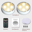 Onumii Puck Lights with Remote Battery Operated ED Under Cabinet Lighting Wireless Stick on Color Changing Timer Tap Lights for Cabinets Shelves Closets Display Case - 2Pack White