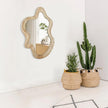 Large Asymmetrical Wall Mirror Irregular Wood Frame Mirror Modern Unique Wall-Mounted Artistic Wavy Mirror Decor Bathroom Vanity Bedroom Living Room Entryway Hallway 21.6
