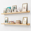 Picture Ledge Shelf, Floating Shelves Set of 2, Solid Ash Wood 56'' Long Large Nursery Book Shelves for Toys Storage, Kids Bookshelf for Living Room Bedroom Decor Books Photo Frames, Natural