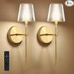 Battery Operated Wall Sconces Set of 2, Wireless Wall Sconce with Remote Dimmable Timer, Rechargeable 5200mAh, Cordless Wall Light Gold for Bedroom Living Room, Hallway, Light Decor