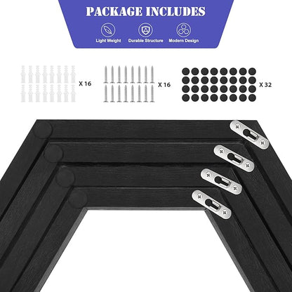 CADUKE Hexagon Shelves for Wall Hexagonal Floating Shelves Set of 8 Honeycomb Wood Shelves for Wall Decor, Hanging Plants Shelf for Living Room Storage Hexagon Racks for Bedroom, Black