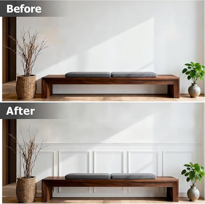 Peel and Stick Wainscoting Panels, 3 Set 20"x27" Wall Molding + 2pcs Chair Rail Trim, Pre-Cut Self Adhesive Premade Molding Panel for Bathroom Hallway Door Nursery Wall, Ready to Assemble