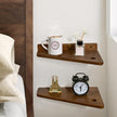 SUMGAR Floating Nightstand Wall Mounted, 13 inch Wood Floating Shelves Bedside Tables Rustic Wall Desk Decor for Bedroom, Living Room, Kitchen, Bathroom, Office Set of 2