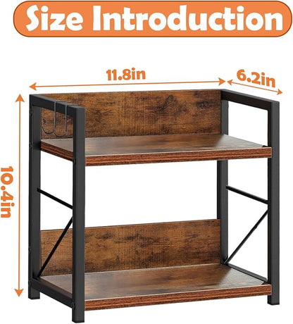 2 Tier Kitchen Counter Shelf Organizer, Coffee Bar Station Organizer, Space Saving Spice Rack, Countertop Shelf for Home Countertop Kitchen Office