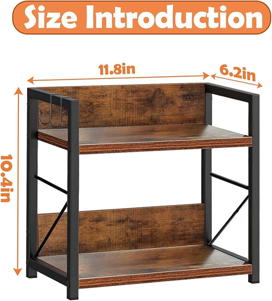 2 Tier Kitchen Counter Shelf Organizer, Coffee Bar Station Organizer, Space Saving Spice Rack, Countertop Shelf for Home Countertop Kitchen Office