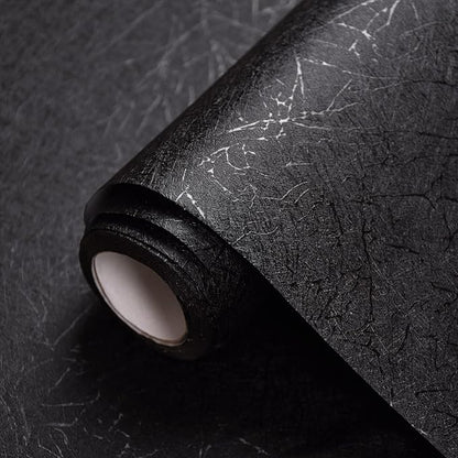 Cohoo Home Black Silk Peel and Stick Wallpaper for Bedroom Solid Black Textured Contact Paper for Cabinets and Drawers Self Adhesive Removable Wallpaper for Bathroom Embossed Waterproof 15.7inW 118inL