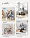 SONGMICS Spice Racks, Set of 2 Metal Cabinet Shelf Organizers, Countertop Organizers, Shelf Risers, Stackable, Expandable, Silver UKCS401G01