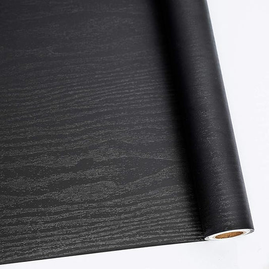 Abyssaly Black Wood Peel and Stick Wallpaper 11.78 in X 590 in Decorative Self-Adhesive Contact Paper Film for Furniture Easy to Clean Thickening Upgrade Increase Stomata and Reduces Bubble Generation