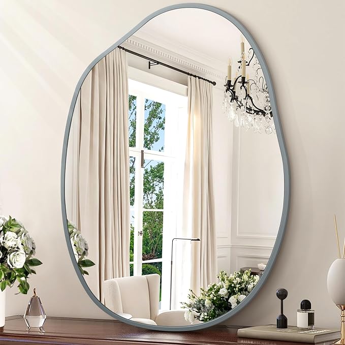 Irregular Metal Framed Bathroom Mirror for Wall, 22