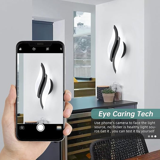 CANEOE Modern LED Wall Sconce 6000K Black Indoor Wall Light Fixtures Acrylic Wall Sconce Lighting for Living Room Bedroom Bedside Bathroom Hallway Stairway Wall Lamp (Black, 1 Pack, 6000K)