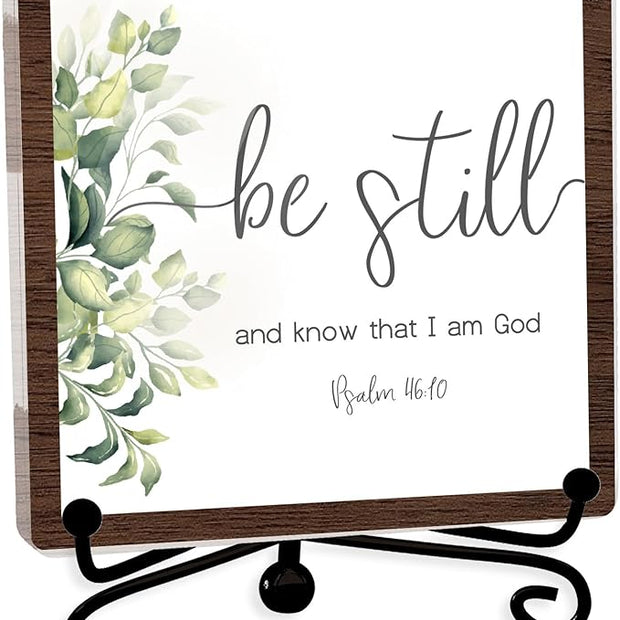 Modern Farmhouse Decor, Home Decor For Living Room, Boho Chic Aesthetic Shelf Decorations, Christian Be Still Acrylic Sign, Farmhouse Entryway Tv Stand Fireplace Coffee Table Decoration (11)