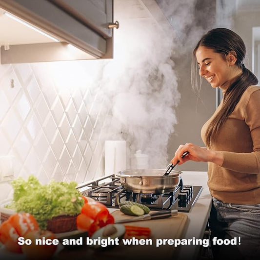 6PCS x 12 Inch Under Cabinet Lights Plug-in, Dimmable LED Under Cabinet Lighting, Cold White 6000K Under-Counter Light Fixtures with Memory Function, Under Counter LED Lights for Kitchen