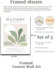 Matisse Sage Green Framed Wall Art,Abstract Green Canvas Wall Decor.12x16in Plants Botanical Poster Prints,Minimalist Classic Home Decoration for Living Room Bedroom Bathroom Office,Set of 3