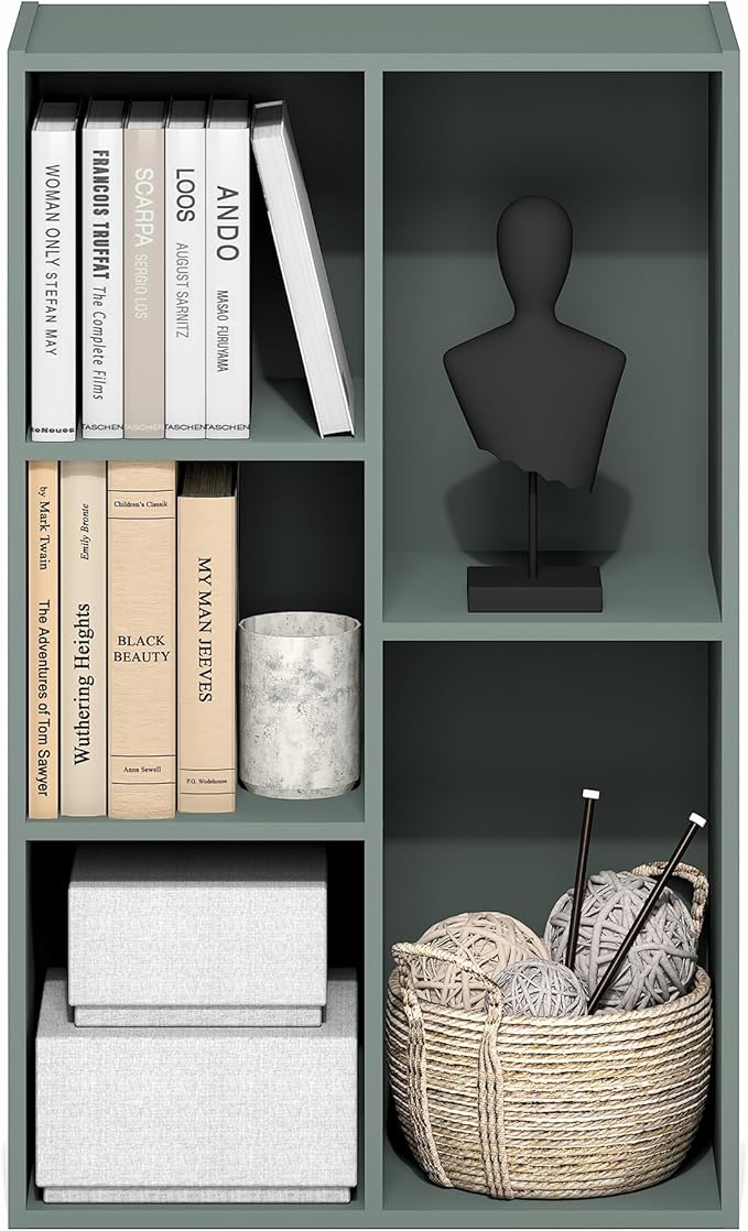 Furinno LUDER Book Shelf, 5-Cube Bookshelf, Reversible Bookcase, 9.4