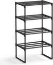 SONGMICS Shoe Rack, 4-Tier Shoe Organizer, Metal Storage Shelf, Upright or Upside Down, for 5-10 Pairs, Stackable, for Entryway, 11.8 x 16.7 x 28.2 Inches, Black ULSA004B01
