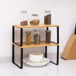 NEX Kitchen Cabinet and Counter Shelf Organizer, Stackable & Expandable, Black and Natural