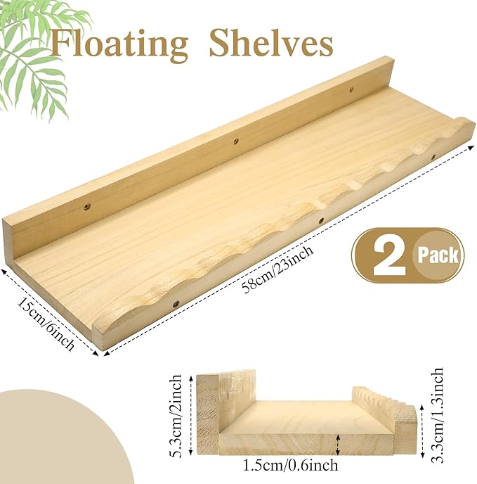 Suzile 2 Pcs Scalloped Shelves Wall Floating Shelves Set for Room, Bathroom, Bedroom, Cute Room Decor Aesthetic and Books, Toys, Photo Frames Storage(23