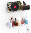 2 Pack Adhesive PET Floating Shelves for Wall, Living Room, Kitchen, Bathroom Organizers and Storage with Adhesive Hooks (for No Drilling) and Drilling Screws