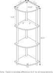 Furinno Turn-N-Tube Corner Shelf, 4-Tier Corner Bookshelf, Display Storage Shelves with Open Shelves, for Organization and Storage, Living Room, Home Office, Garage, Black