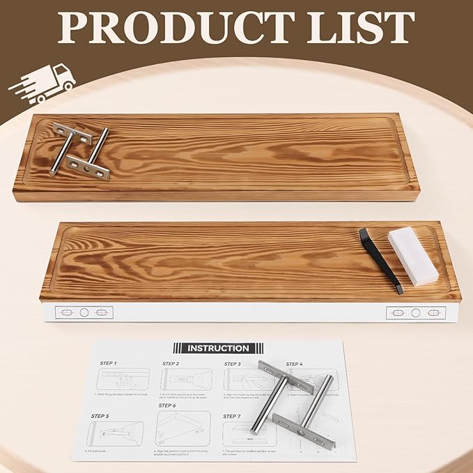 Solid Wood Floating Shelves Bathroom 36 inch Rustic Wall Wood Display Shelves with Grooves Set of 2 Home Decor for Living Room Bedroom Kitchen Farmhouse 36x6.7 inch - Brown