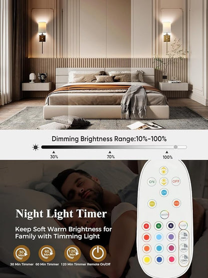 Battery Operated Wall Sconces Set of 2 Sconces Wall Decor Black Cordless Wall Sconces with Remote 12 Colors Modes Rechargeable Wireless Wall Lights Wall lamp for Bedroom Living Room