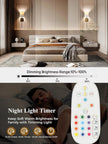 Battery Operated Wall Sconces Set of 2 Sconces Wall Decor Black Cordless Wall Sconces with Remote 12 Colors Modes Rechargeable Wireless Wall Lights Wall lamp for Bedroom Living Room