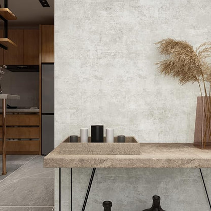 VEELIKE 15.7''x118'' Concrete Wallpaper Peel and Stick Textured Limewash Wallpaper for Bedroom Bathroom Wall Removable Self Adhesive Concrete Contact Paper for Countertops Waterproof Cement Wall Paper
