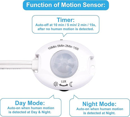 Motion Sensor Under Cabinet Lights, Plug in, Seamlessly Linkable, 6 Pcs 12 Inch Under Counter Lighting Bars for Kitchen, Closet, Gun Safe, Shelf, Display Case, LED 3000k Warm White