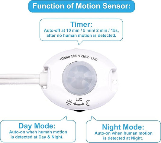 Motion Sensor Under Cabinet Lights, Plug in, Seamlessly Linkable, 6 Pcs 12 Inch Under Counter Lighting Bars for Kitchen, Closet, Gun Safe, Shelf, Display Case, LED 3000k Warm White