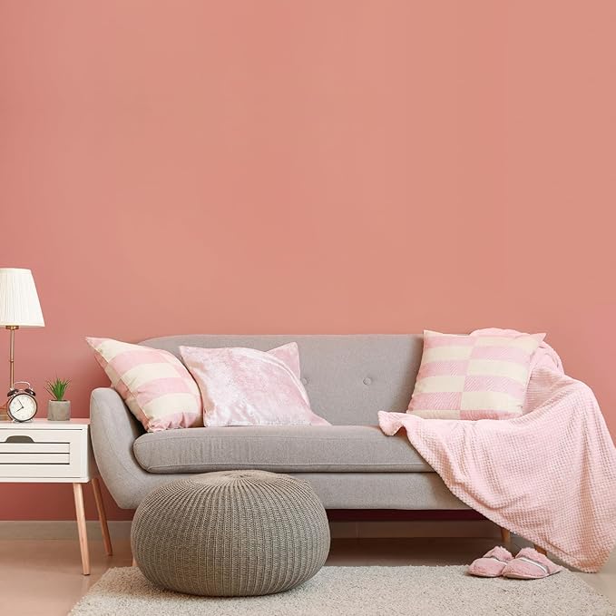 VEELIKE Thick Peach Pink Wallpaper Peel and Stick Pink Contact Paper for Cabinets Desk Furniture Walls 24''x118'' Removable Self Adhesive Peach Color Wallpaper for Girls Room Bedroom Nursery Dorm