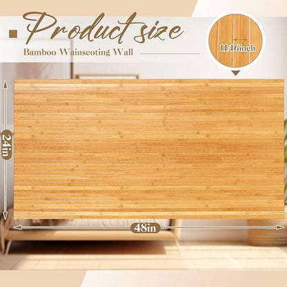 Juexica 2 Pcs Natural Bamboo Wall Panel 4 x 2 ft Bamboo Covering Renewable Pole Wrap Fencing Wainscoting Room Divider for Interior Wall Decoration Bedroom Living Room Ceiling Tiles Outdoor Kitchen