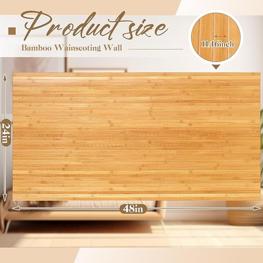 Juexica 2 Pcs Natural Bamboo Wall Panel 4 x 2 ft Bamboo Covering Renewable Pole Wrap Fencing Wainscoting Room Divider for Interior Wall Decoration Bedroom Living Room Ceiling Tiles Outdoor Kitchen
