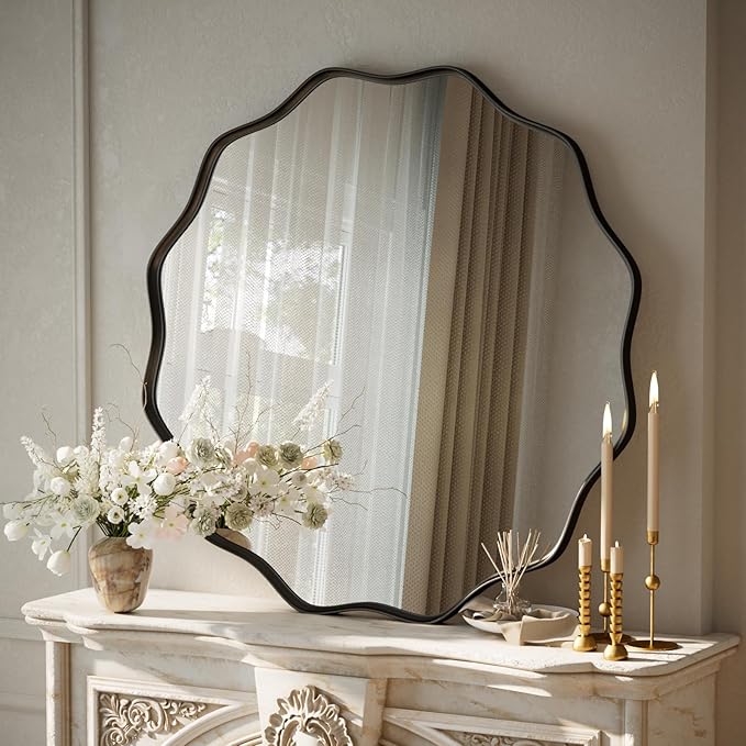 VooBang Black Scalloped Circle Mirror, 30