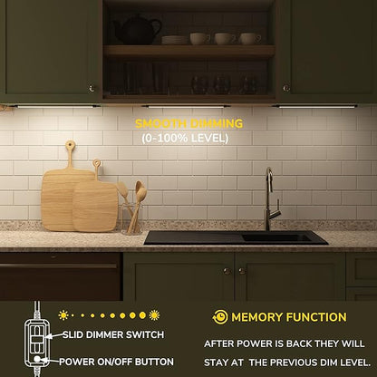 GETINLIGHT 12-inch Plug-in LED Under Counter Lights for Kitchen, Day Light 5000K, Pack of 3, IN-0110-23-SN-5K