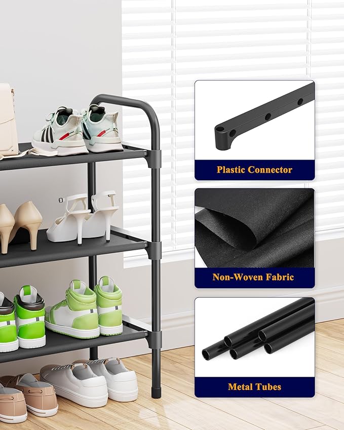 Kitsure Extra-Long Shoe Rack for Closet, Shoe Organizer for Front Door Entrance, Stackable Shoe Shelf, Detachable Closet Organizers and Storage, 39.0