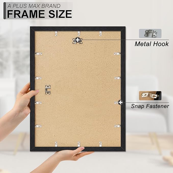 A PLUS MAX 17x22 Picture Frame, Black Engineered Wood Frame for 17 x 22 Inch Picture Poster Photo, Light Weight 17 by 22 Frame with Wood-grain for Wall - 1 Pack/Black/17 x22