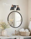 FEMILA Modern 2 Light Bathroom Vanity Lights, Industrial Bathroom Light Fixtures Over Mirror, Black Vanity Lighting Fixtures, Woodgrain Finish, 4FG59B-2W BK-NW