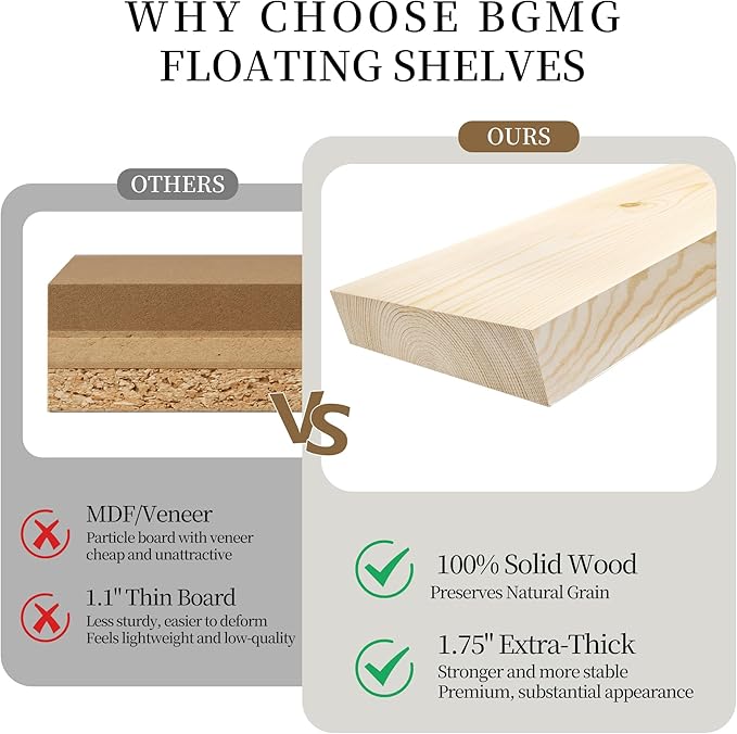 BGMG Floating Shelves 60 inch Long, Distressed,Wide Rustic Wooden Wall Shelves for Living Room Bedroom Kitchen Farmhouse Set of 2-60x6.7x1.75 inch-Distressed Walnut