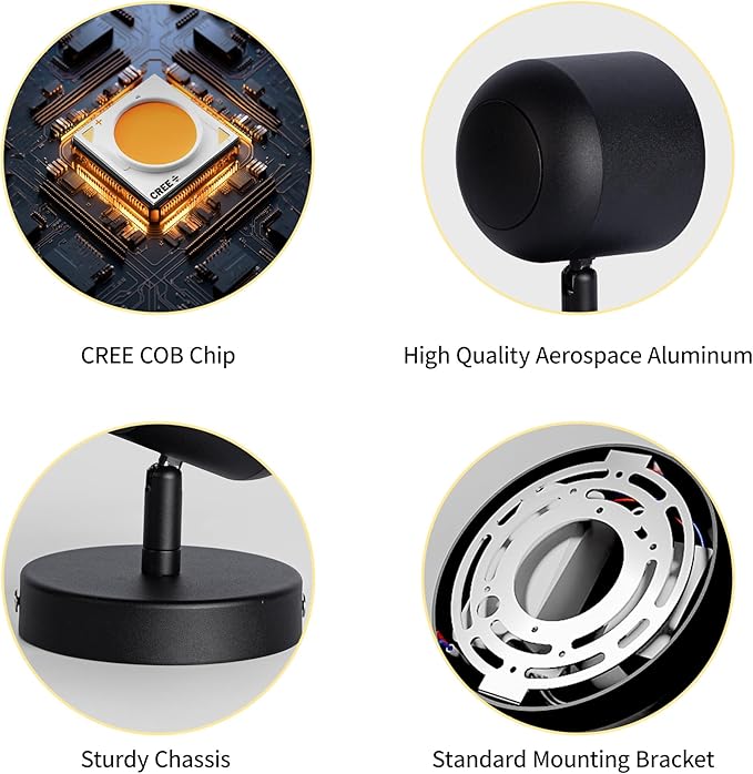 Aisilan Modern Adjustable Wall Sconce Bedside Wall Light Fixture Black LED Reading Light Ceiling Spot Light Warm White CRI 97