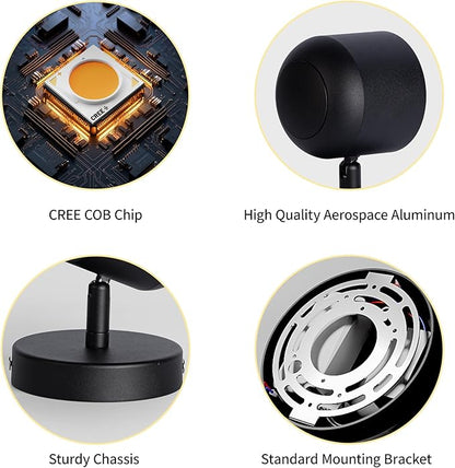 Aisilan Modern Adjustable Wall Sconce Bedside Wall Light Fixture Black LED Reading Light Ceiling Spot Light Warm White CRI 97