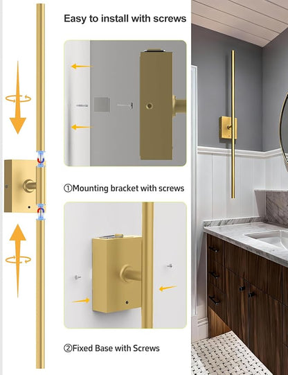 Battery Operated Wall Sconces Set of 2, 10000mAh Rechargeable Wall Lights with Remote, 360° Rotate 3000K-6000K LED Wireless Wall Light Fixtures Decor for Bedroom Living Room Hallway Picture Lighting