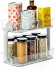 madesmart Tiered Spice Organizer, 8 Jars for Kitchen Essentials, Vertical Storage for Salt, Pepper, Cayenne, Soft-Grip Lining, Dual Handles, Grey