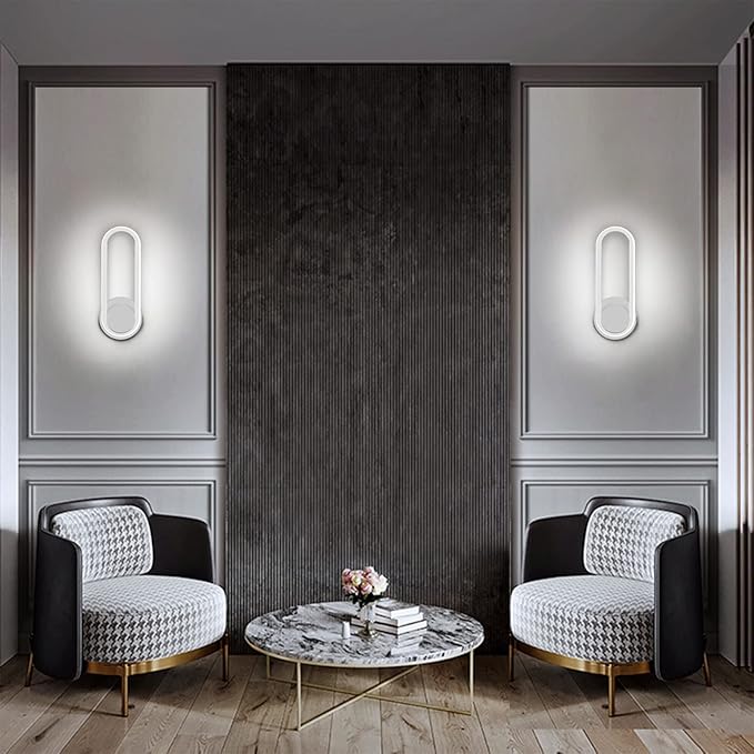 XEYOU 12W Modern Indoor Wall Sconce Rotatable 330° LED White Wall Light Fixtures for Bedroom Living Room Hotel Hallway Aisle Corridor, Cool White 6000K