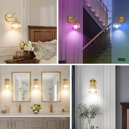 Battery Operated Wall Sconce Vintage,Battery Wall Sconces Set of Two with RGB Dimmable Remote Control,Rechargeable Wireless Wall Lights with Remote for Bedroom Living Room (Amber)