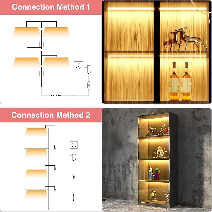 WOBANE LED Shelf Light, LED Closet Light Kit, 4PCS 20inch Pre-Cut Strip Bars, Designed for Shelves,Display Case, Bookshelf, in Cabinet Lighting, 2700K Warm White