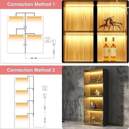 WOBANE LED Shelf Light, LED Closet Light Kit, 4PCS 20inch Pre-Cut Strip Bars, Designed for Shelves,Display Case, Bookshelf, in Cabinet Lighting, 2700K Warm White