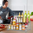 RCHYFEED 4 Tier Spice Rack Organizer, Spice Organization for Cabinet,Pantry, Countertop,Tiered Spice Rack Easy Visibility,Depth Expandable Seasoning Shelf for Kitchen Cabinet Organizer,Silver