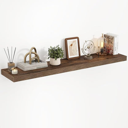 40 Inch Floating Shelves, 3D Textured Wood Grain, 40"x9.25"x1.5" Inch Deep Floating Shelves for Wall, Wooden Shelves for Bathroom, Bedroom, Living Room, Brown, 1 Piece